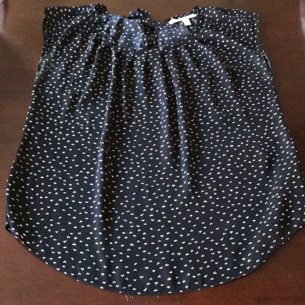 Cap sleeve ruche collar tie back work blouse